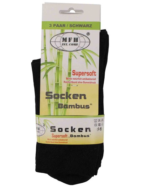 Socken Bambus Schwarz 3-er Pack 45/47