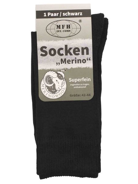 Socken Merino Schwarz 45-47