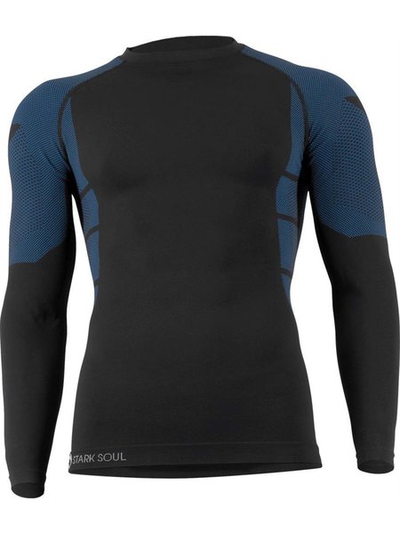 Herren Funktions Thermo Unterwäsche Black Schwarz-Blau Thermo Shirt S/M